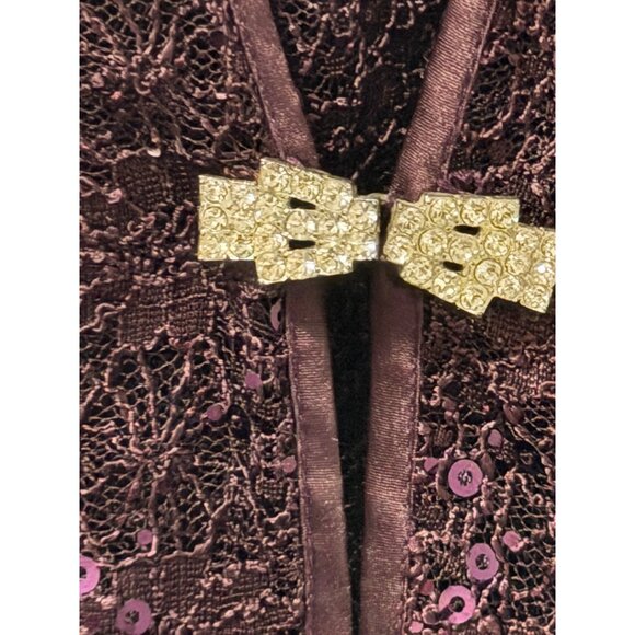 R & M Richards Womens 2-Piece Plum Lace Jacket & Dress Set Size 14P Outfit - Picture 4 of 12